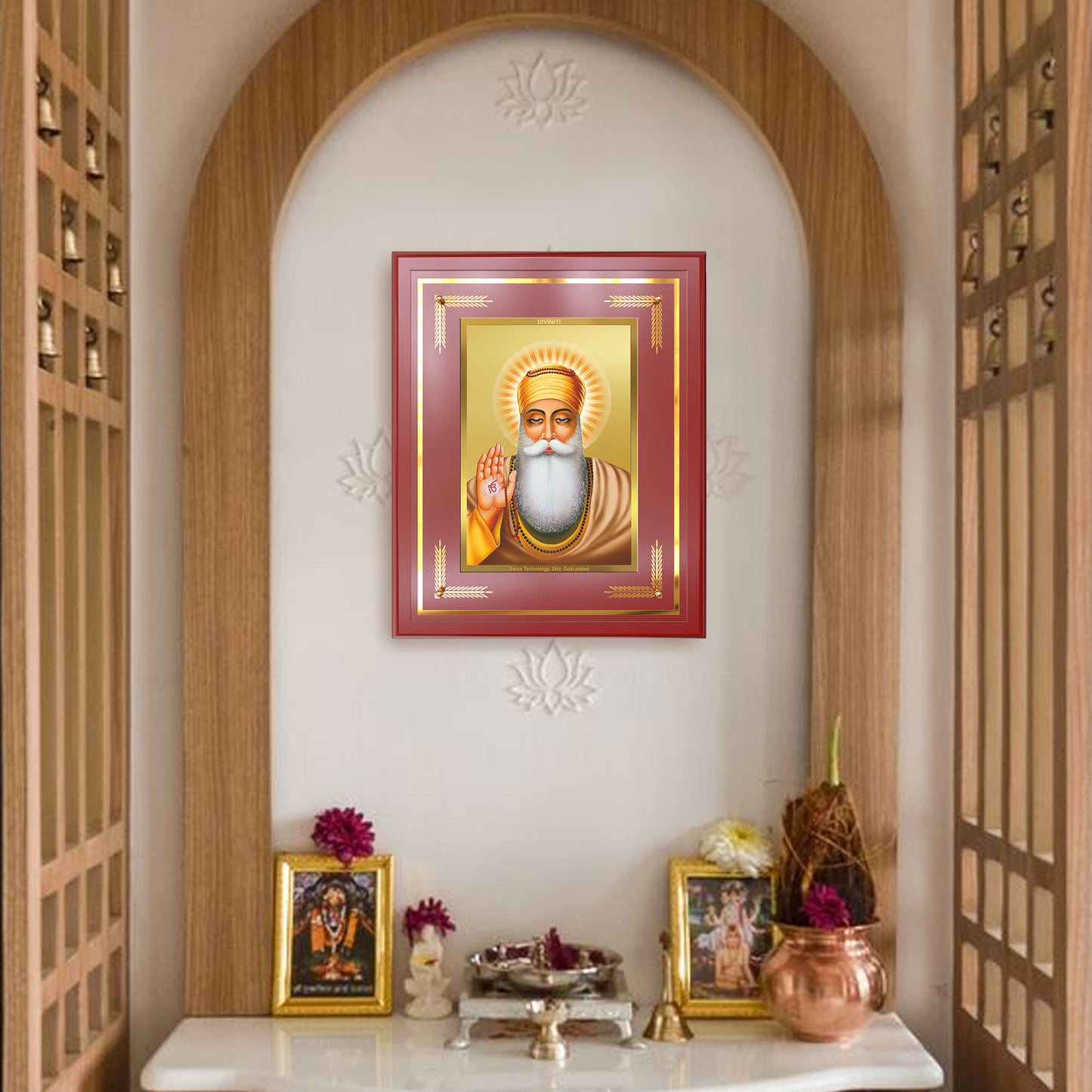 Guru Nanak Dev Ji | Divine Wall Mount Photo Frame in 24K Gold Plated Foil