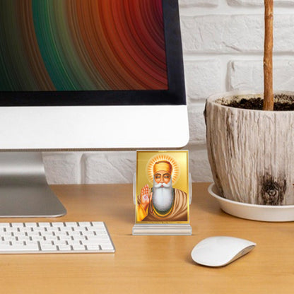 Guru Nanak Dev Ji Divine Waheguru For Sacred Sikh Religious Car Dashboard Frame in 24K Gold Plated Foil