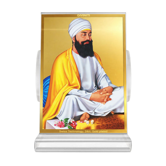 Guru Tegh Bahadar Ji | Ninth Sikh Guru and Dharam-Di-Chadar Spiritual Car Dashboard frame in 24K Gold Plated Foil