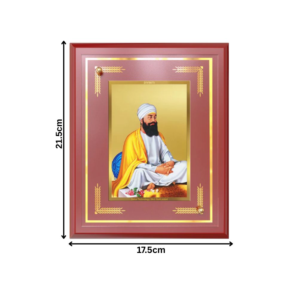Guru Tegh Bahadar Sahib Ji | Divine Wall and Tabletop Photo Frame in 24K Gold Plated Foil