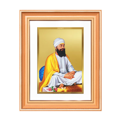 Guru Tegh Bahadar Sahib Ji | Divine Wall Mount Photo Frame in 24K Gold Plated Foil