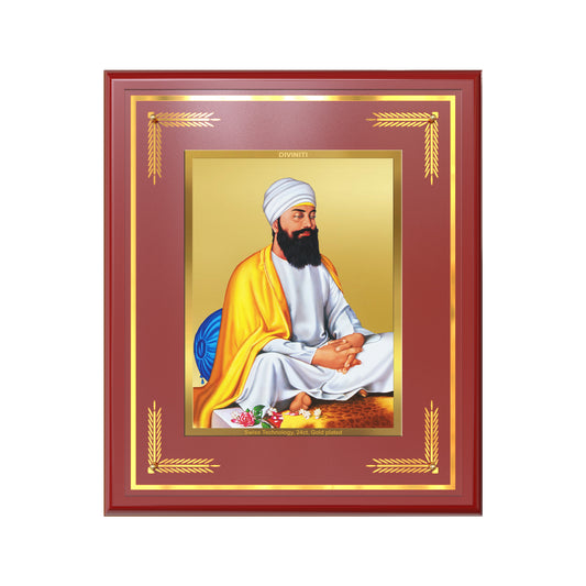 Guru Tegh Bahadar Sahib Ji | Divine Wall Mount Photo Frame in 24K Gold Plated Foil
