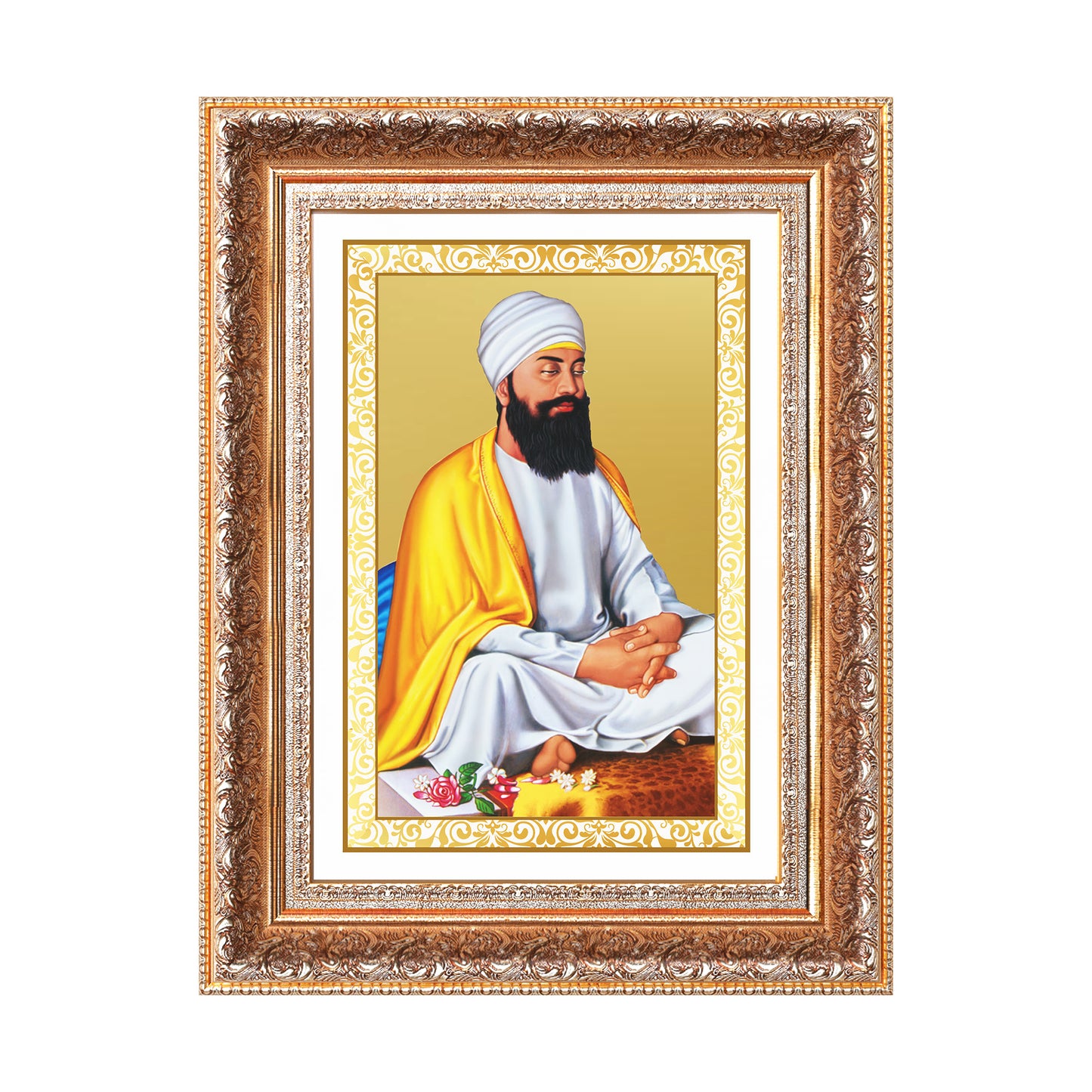 Guru Tegh Bahadar Sahib Ji | Divine Wall Mount Photo Frame in 24K Gold Plated Foil