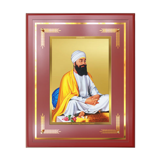 Guru Tegh Bahadar Sahib Ji | Divine Wall Mount Photo Frame in 24K Gold Plated Foil