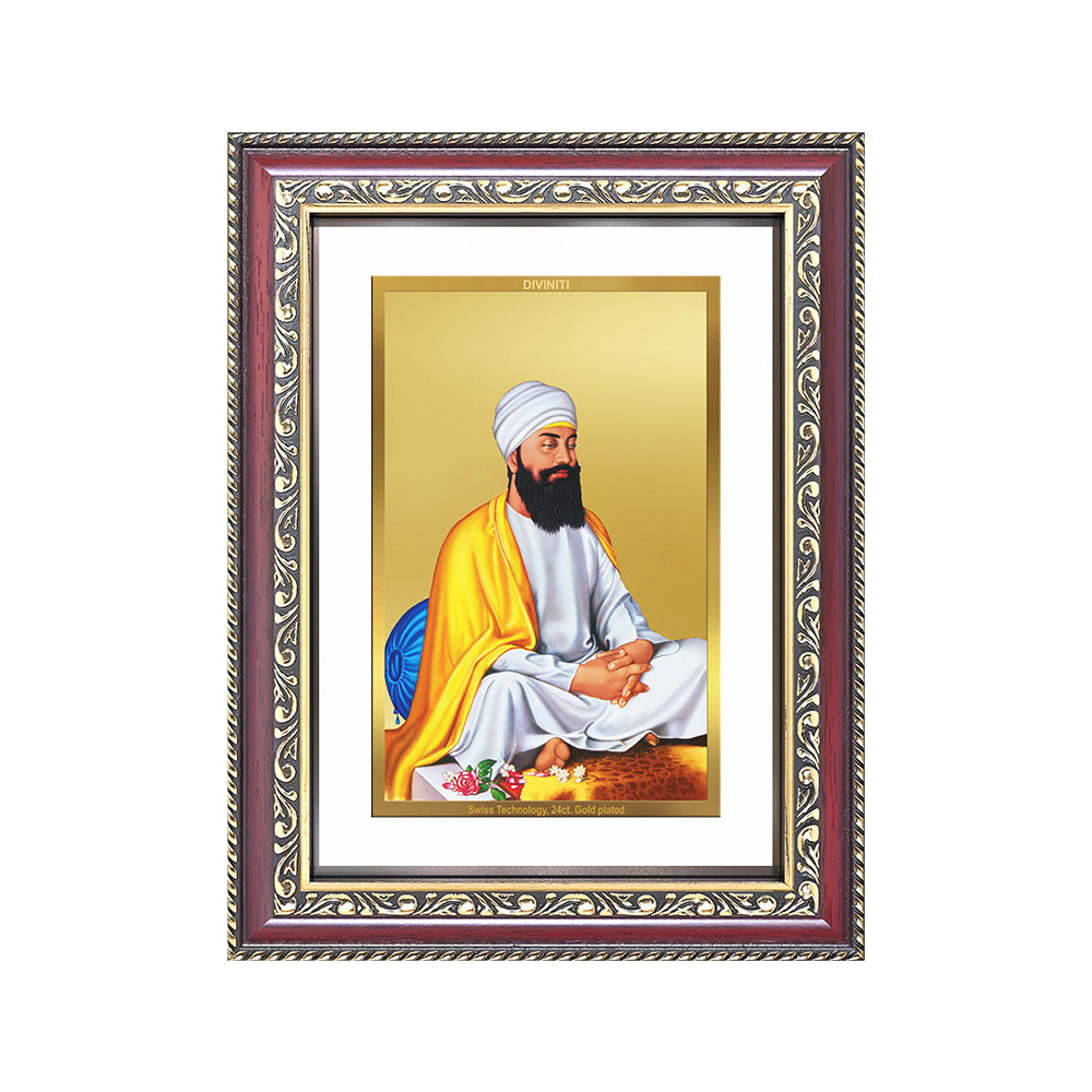 Guru Tegh Bahadar Sahib Ji | Divine Wall and Tabletop Photo Frame in 24K Gold Plated Foil