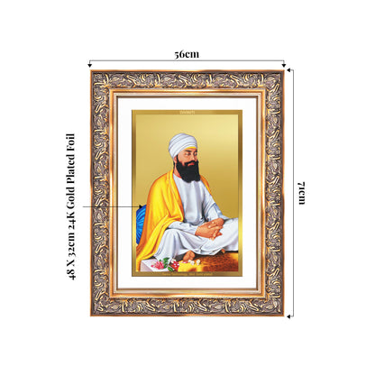 Guru Tegh Bahadar Sahib Ji | Divine Wall Mount Photo Frame in 24K Gold Plated Foil