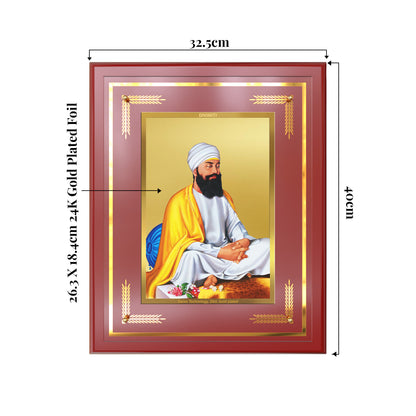 Guru Tegh Bahadar Sahib Ji | Divine Wall Mount Photo Frame in 24K Gold Plated Foil