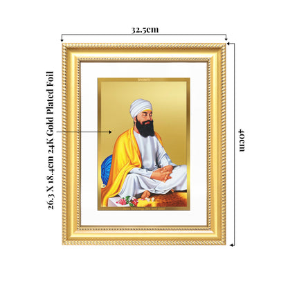 Guru Tegh Bahadar Sahib Ji | Divine Wall Mount Photo Frame in 24K Gold Plated Foil
