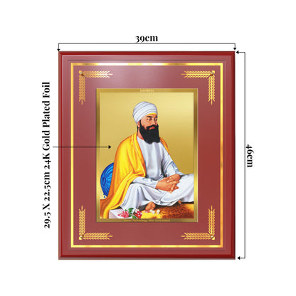 Guru Tegh Bahadar Sahib Ji | Divine Wall Mount Photo Frame in 24K Gold Plated Foil