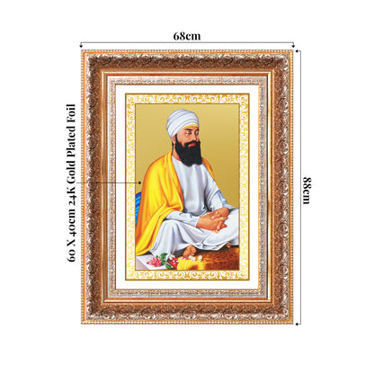Guru Tegh Bahadar Sahib Ji | Divine Wall Mount Photo Frame in 24K Gold Plated Foil
