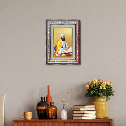 Guru Tegh Bahadar Sahib Ji | Divine Wall and Tabletop Photo Frame in 24K Gold Plated Foil
