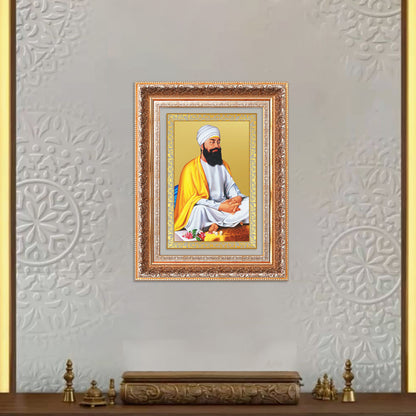 Guru Tegh Bahadar Sahib Ji | Divine Wall Mount Photo Frame in 24K Gold Plated Foil