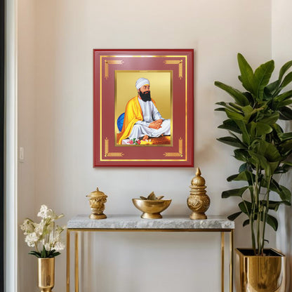 Guru Tegh Bahadar Sahib Ji | Divine Wall Mount Photo Frame in 24K Gold Plated Foil