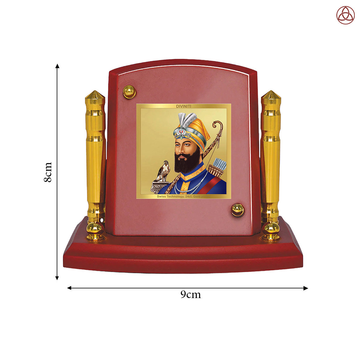 Guru Gobind Singh Ji | Tenth Sikh Guru and Creator of Khalsa Panth Spiritual Car Dashboard Frame in 24K Gold Plated Foil