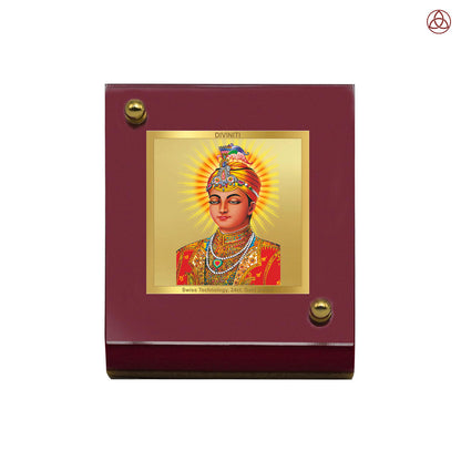 Guru Harkrishan Sahib Ji | Divine Sikh Guru Car Dashboard & Tabletop Photo Frame in 24K Gold Plated Foil