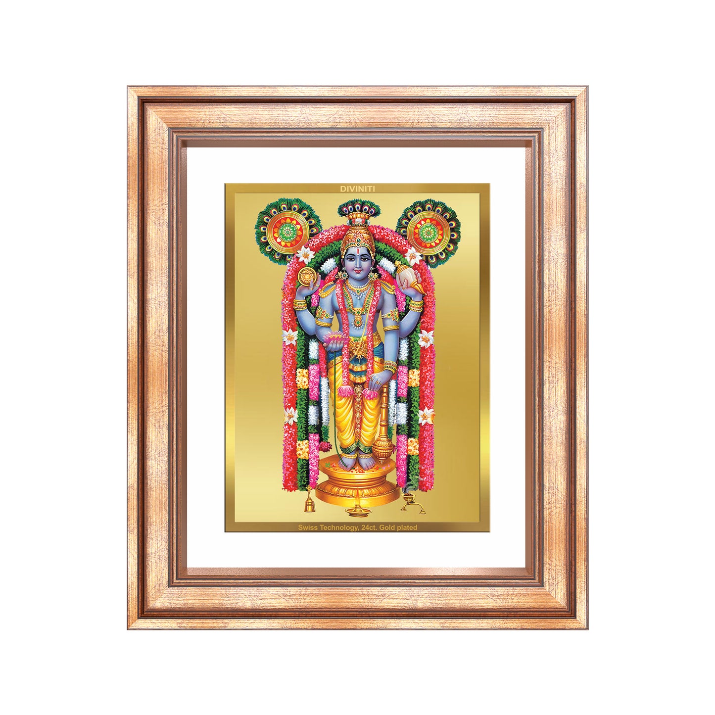 Guruvayurappan | Lord Krishna of Guruvayur Wall Mount Photo Frame in 24K Gold Plated Foil