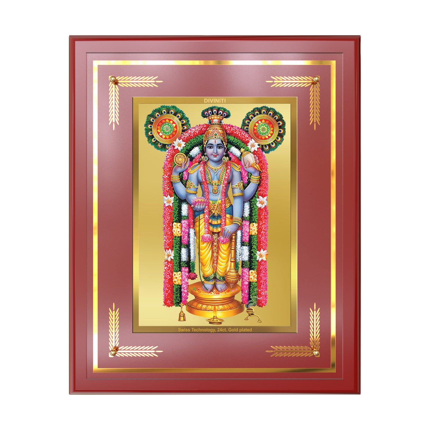 Guruvayurappan | Lord Krishna of Guruvayur Wall Mount Photo Frame in 24K Gold Plated Foil