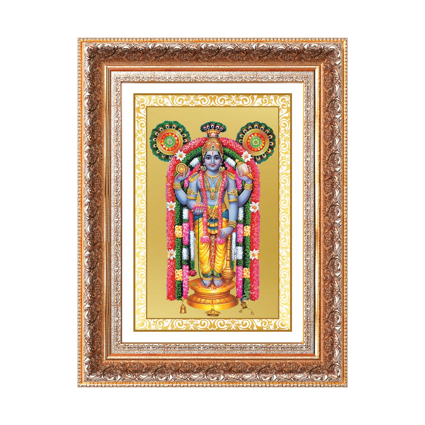 Guruvayurappan | Lord Krishna of Guruvayur Wall Mount Photo Frame in 24K Gold Plated Foil
