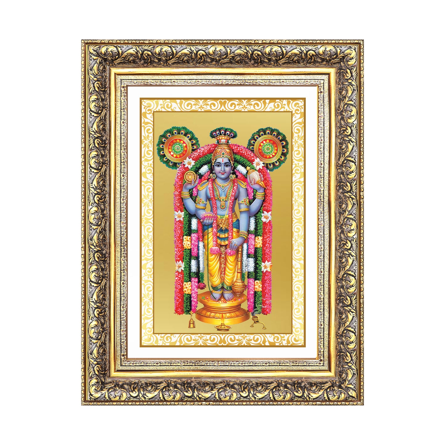 Guruvayurappan | Lord Krishna of Guruvayur Wall Mount Photo Frame in 24K Gold Plated Foil