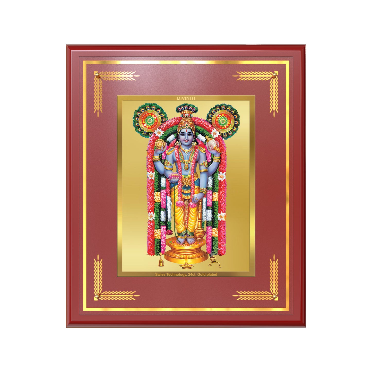 Guruvayurappan | Lord Krishna of Guruvayur Wall Mount Photo Frame in 24K Gold Plated Foil