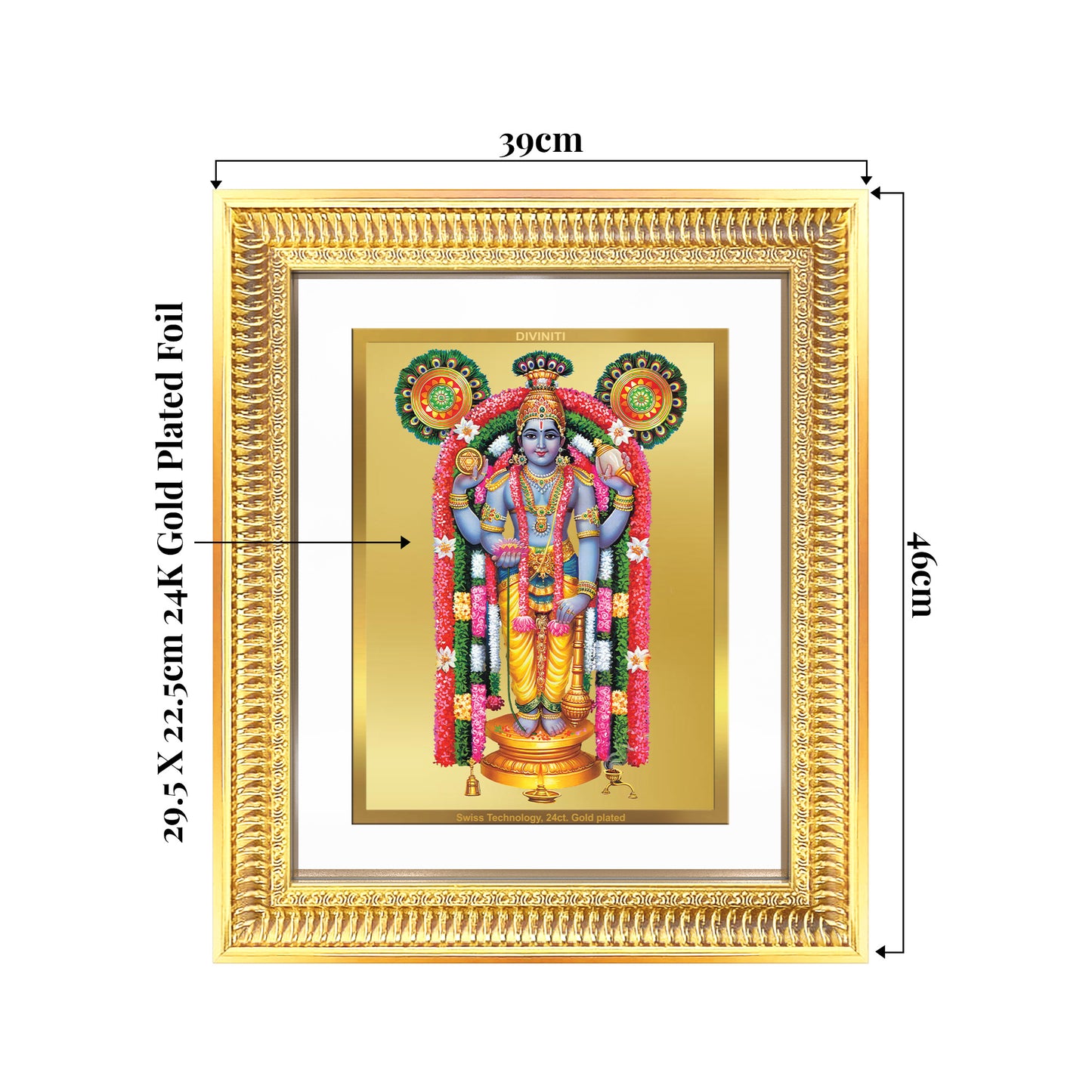 Guruvayurappan | Lord Krishna of Guruvayur Wall Mount Photo Frame in 24K Gold Plated Foil