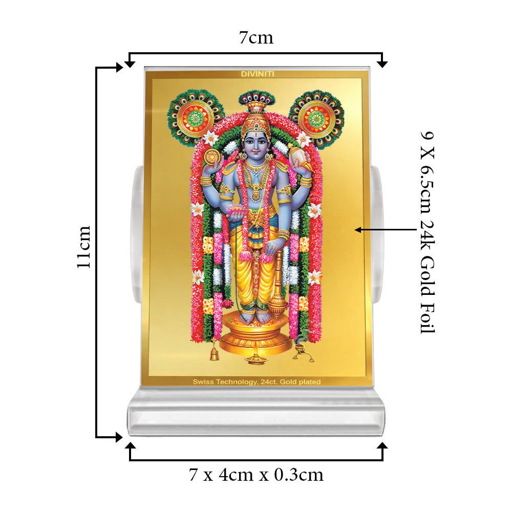 Guruvayurappan | Lord Krishna of Guruvayur Car Dashboard Frame in 24K Gold Plated Foil