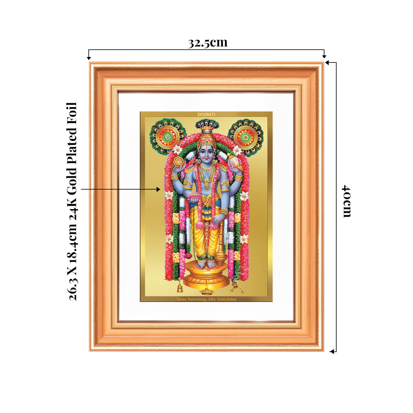 Guruvayurappan | Lord Krishna of Guruvayur Wall Mount Photo Frame in 24K Gold Plated Foil