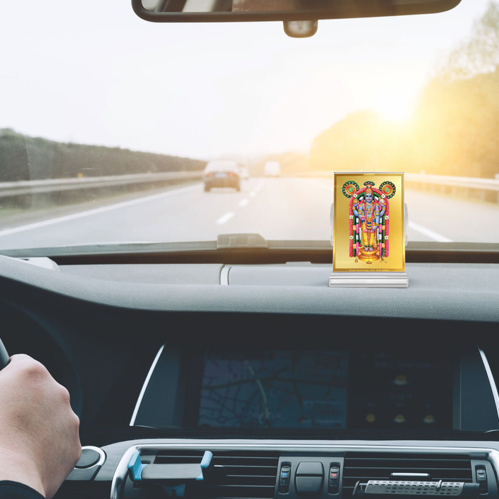 Guruvayurappan | Lord Krishna of Guruvayur Car Dashboard Frame in 24K Gold Plated Foil
