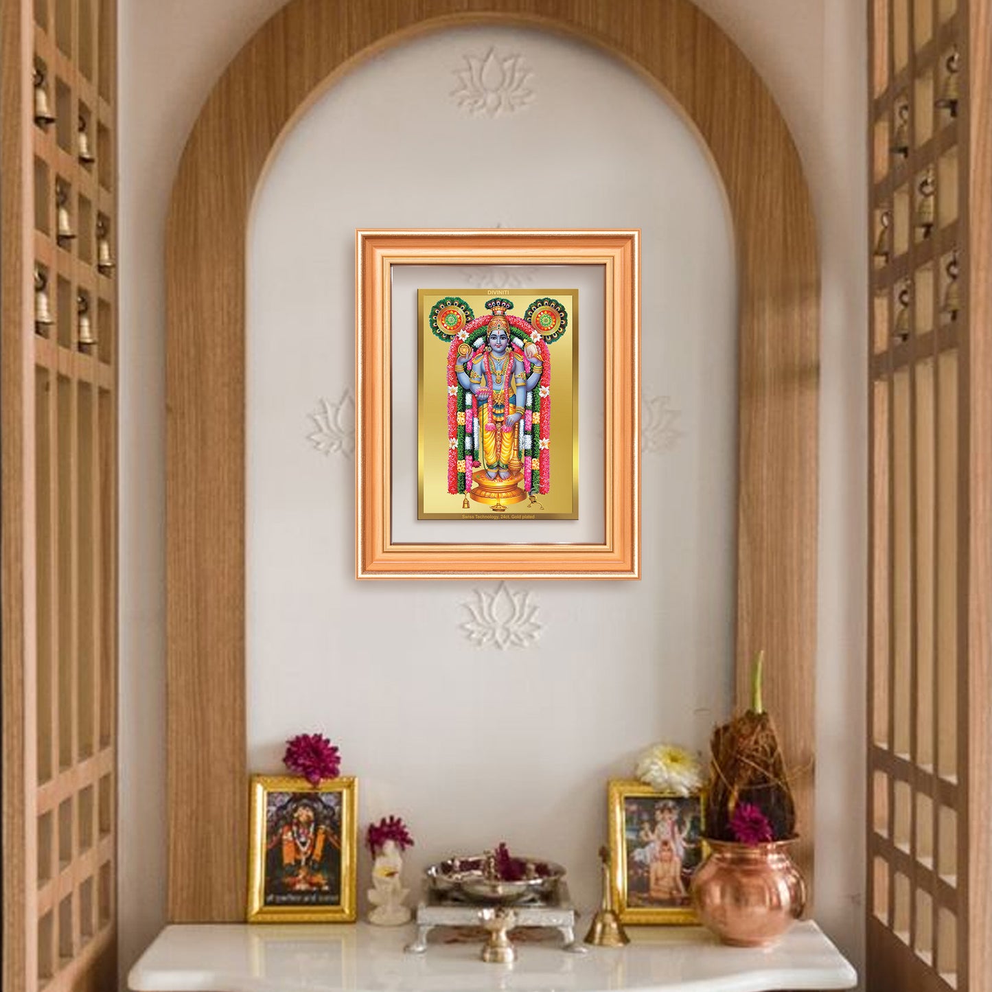 Guruvayurappan | Lord Krishna of Guruvayur Wall Mount Photo Frame in 24K Gold Plated Foil