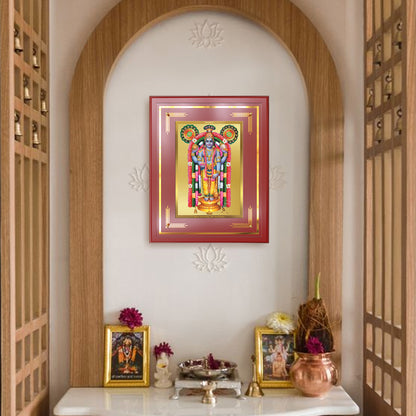 Guruvayurappan | Lord Krishna of Guruvayur Wall Mount Photo Frame in 24K Gold Plated Foil