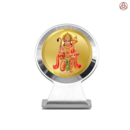 Hanuman Blessings Pose | Divine Lord Hanuman Car Dashboard & Tabletop Photo Frame in 24K Gold Plated Foil