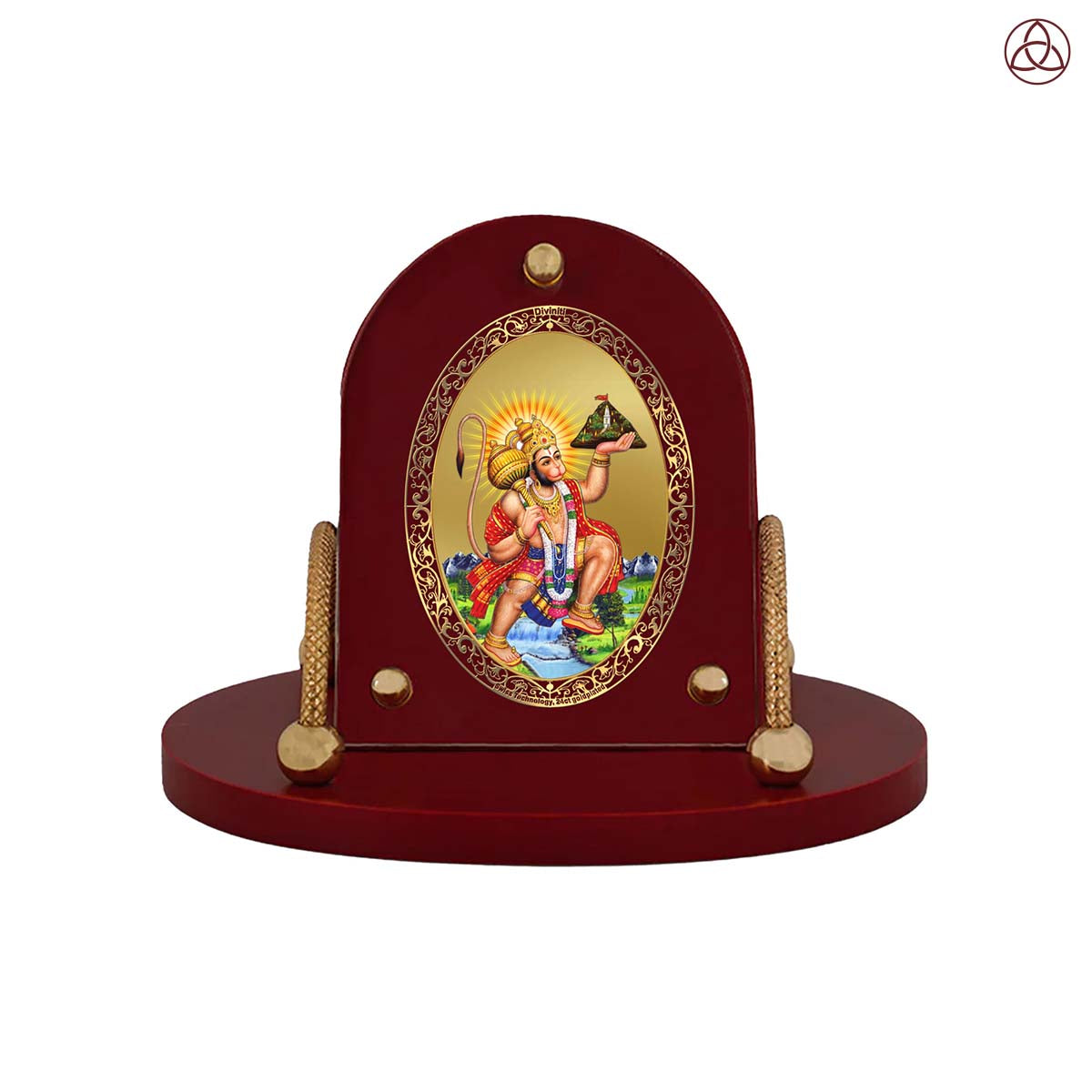 Hanuman Carrying Sanjeevani | Divine Lord Hanuman Car Dashboard & Tabletop Photo Frame in 24K Gold Plated Foil