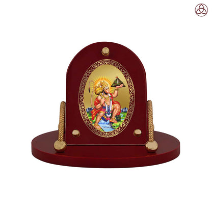 Hanuman Carrying Sanjeevani | Divine Lord Hanuman Car Dashboard & Tabletop Photo Frame in 24K Gold Plated Foil