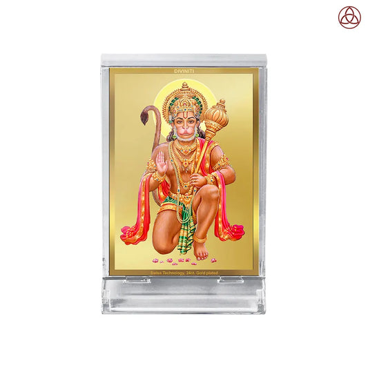Lord Hanuman | Blessings Pose Car Dashboard Frame in 24K Gold Plated Foil