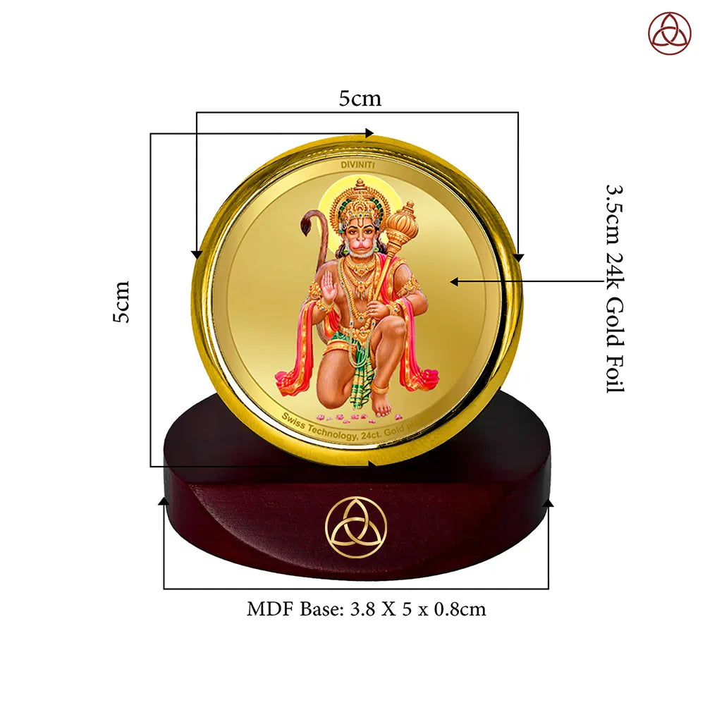 Lord Hanuman | Blessings Pose Car Dashboard Frame in 24K Gold Plated Foil