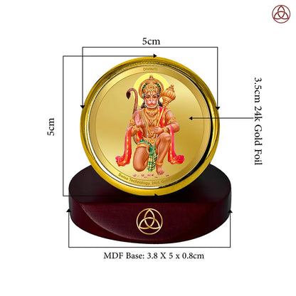 Lord Hanuman | Blessings Pose Car Dashboard Frame in 24K Gold Plated Foil