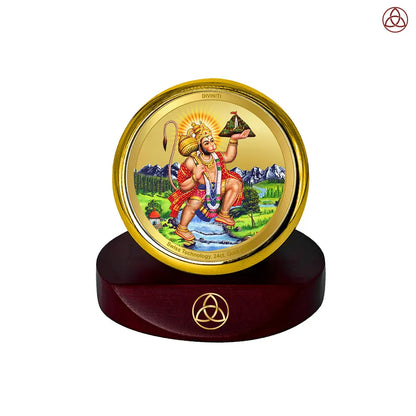 Hanuman Carrying Sanjeevani Mountain | Lord Hanuman Car Dashboard Frame in 24K Gold Plated Foil