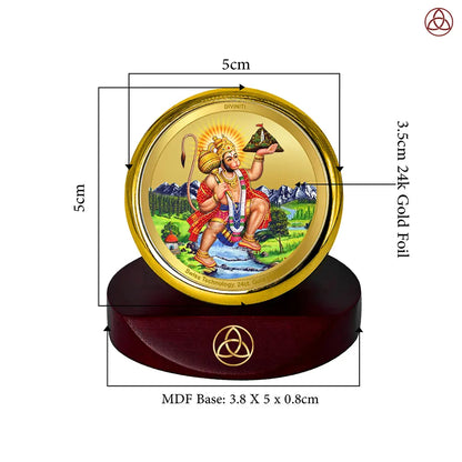 Hanuman Carrying Sanjeevani Mountain | Lord Hanuman Car Dashboard Frame in 24K Gold Plated Foil