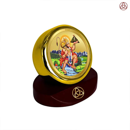 Hanuman Carrying Sanjeevani Mountain | Lord Hanuman Car Dashboard Frame in 24K Gold Plated Foil
