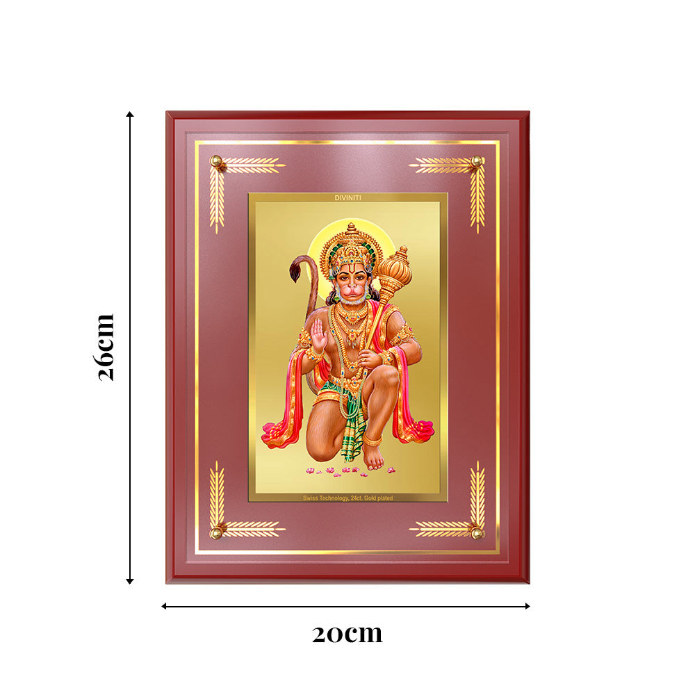 Lord Hanuman | Blessings Pose Wall and Tabletop Photo Frame in 24K Gold Plated Foil