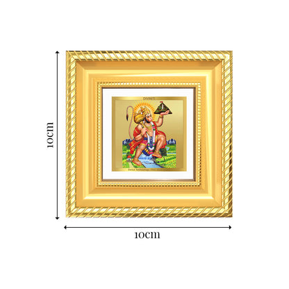 Diviniti Hanuman Carrying Sanjeevani Mountain Tabletop Frame in 24K Gold Plated Foil | Strength, Devotion & Divine Protection | DG015S1A (10x10 CM)