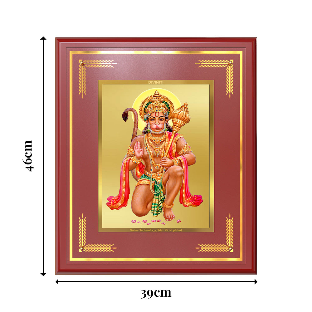 Lord Hanuman | Blessings Pose Wall & Tabletop Frame in 24K Gold Plated Foil