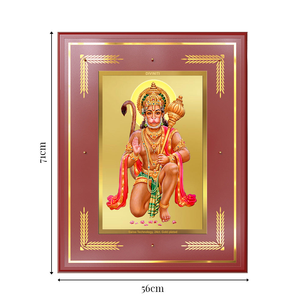 Lord Hanuman | Blessings Pose Wall Photo Frame in 24K Gold Plated Foil