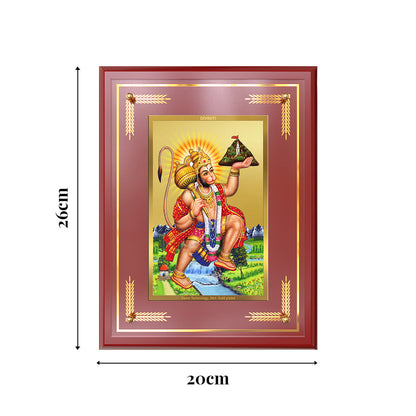 Hanuman Carrying Sanjeevani Mountain | Lord Hanuman Wall and Tabletop Photo Frame in 24K Gold Plated Foil