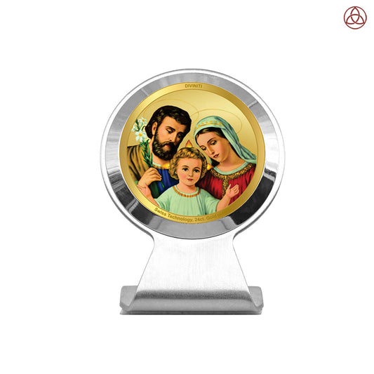 Holy Family | Divine Christian Holy Family Car Dashboard & Tabletop Photo Frame in 24K Gold Plated Foil