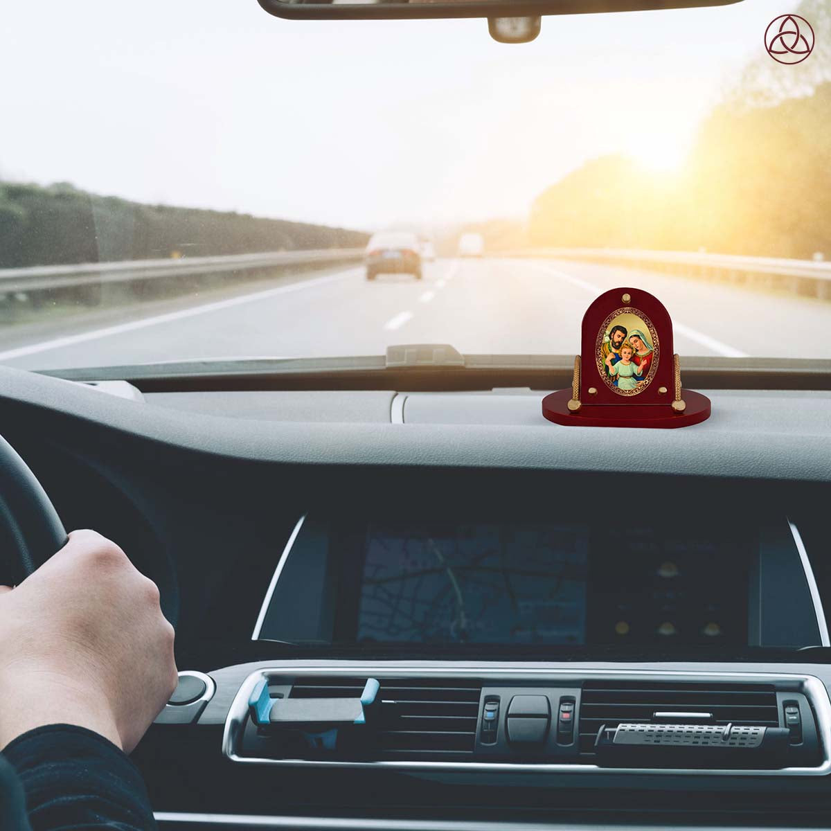 Holy Family | Divine Christian Car Dashboard & Tabletop Photo Frame in 24K Gold Plated Foil