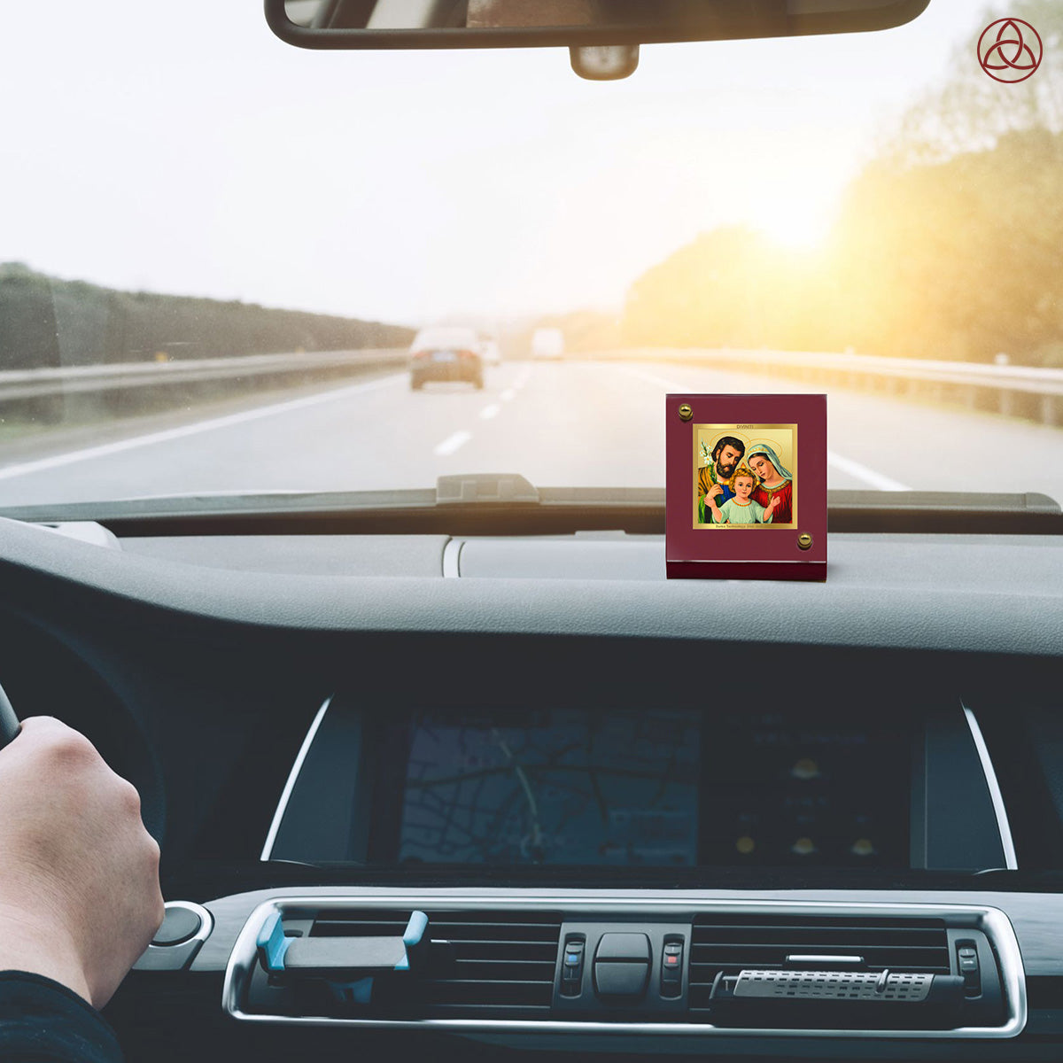 Holy Family | Divine Christian Car Dashboard & Tabletop Photo Frame in 24K Gold Plated Foil