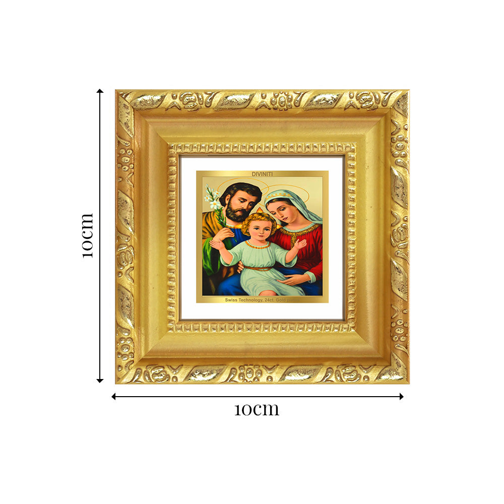 Diviniti Holy Family | Symbol of Love, Unity & Grace Tabletop Photo Frame in 24K Gold Plated Foil | Faith, Peace & Divine Blessings | DG103S1A (10x10 CM)
