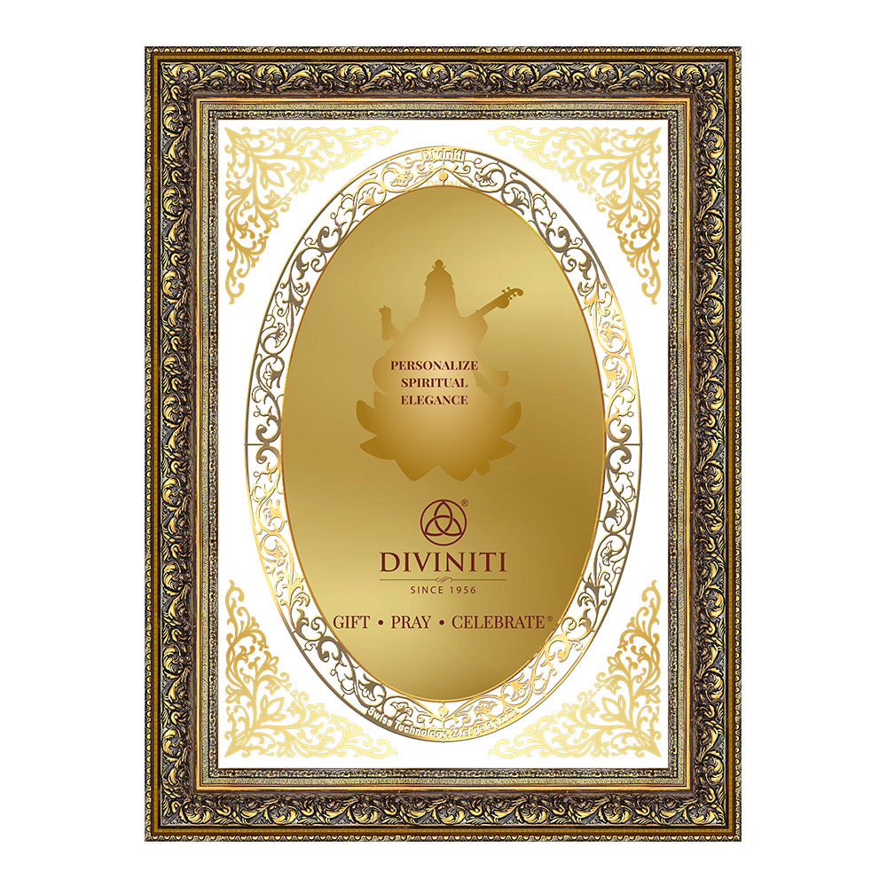 Diviniti Double Glass Frame Personalised Wall Mount Photo Frame in 24K Gold Plated Foil
