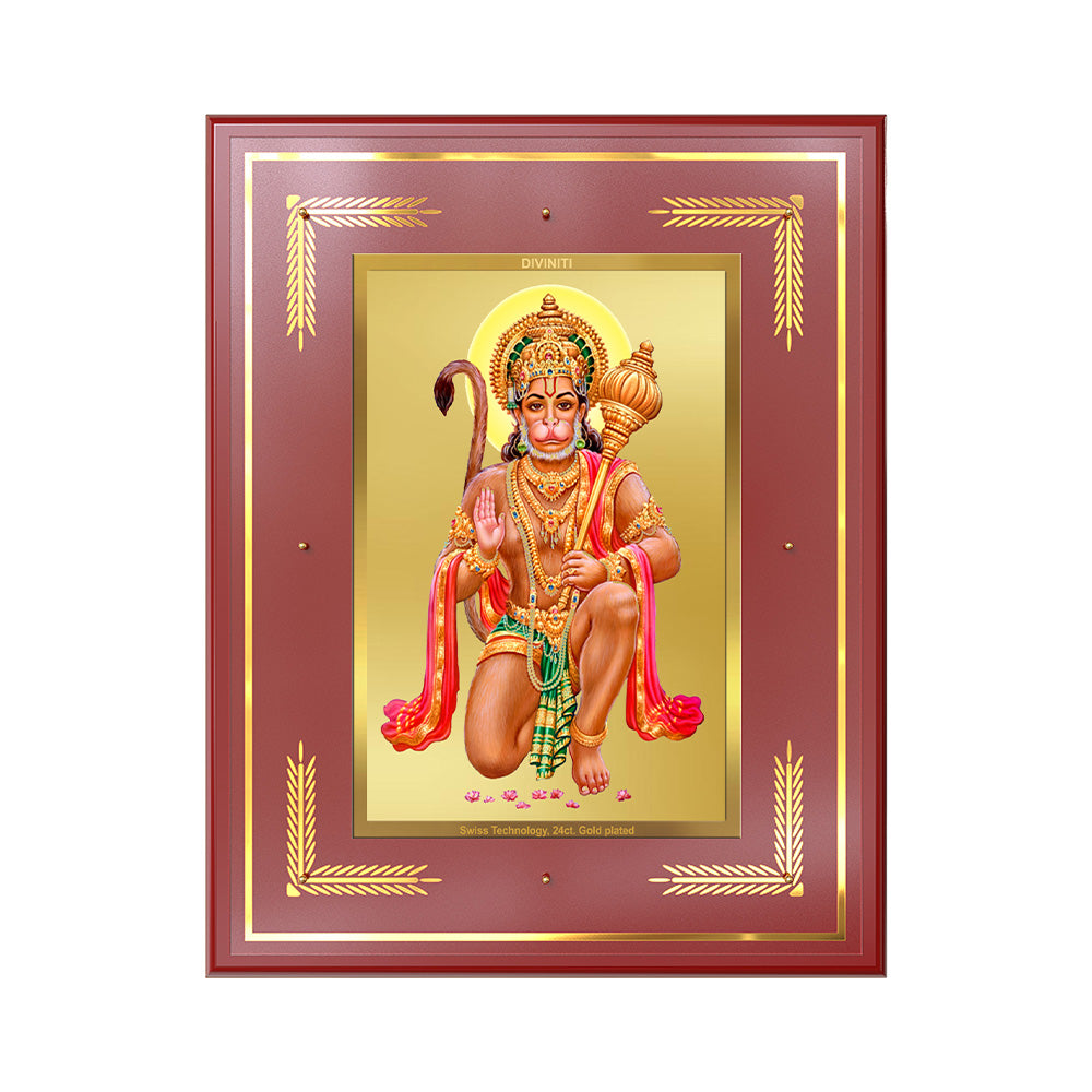 Lord Hanuman | Blessings Pose Wall Photo Frame in 24K Gold Plated Foil